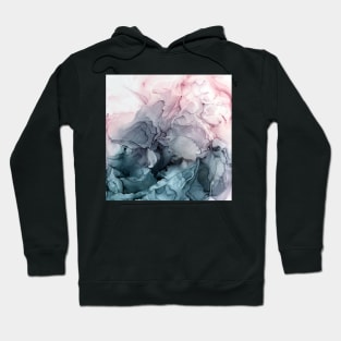 Blush and Payne's Grey Flowing Abstract Painting Hoodie